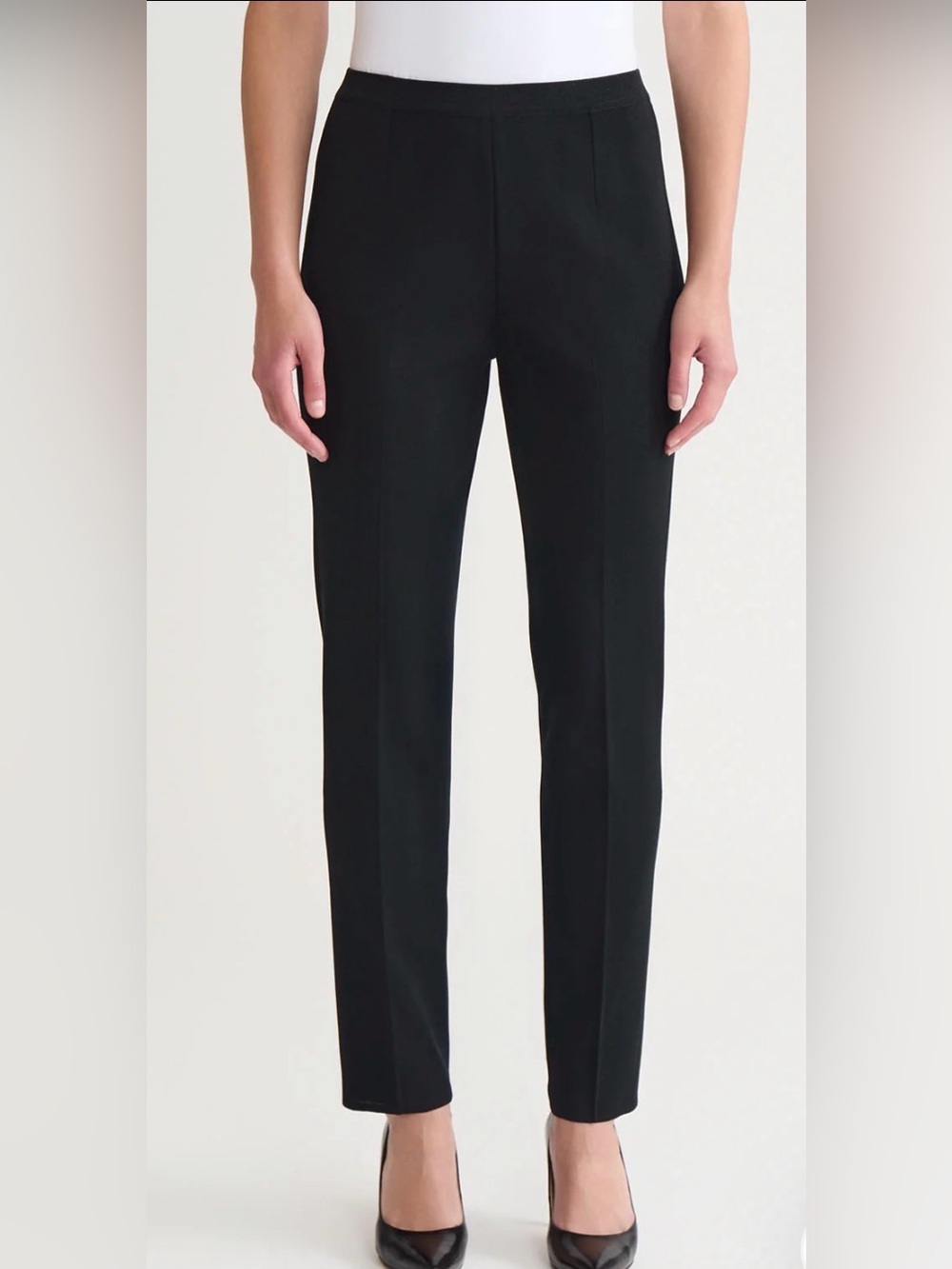 Exclusively Misook Black Pull-On Straight Leg Pants